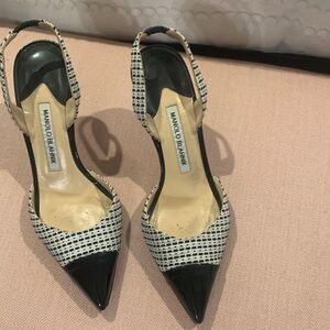 Manolo Blahnik Checkered Black and White Heels